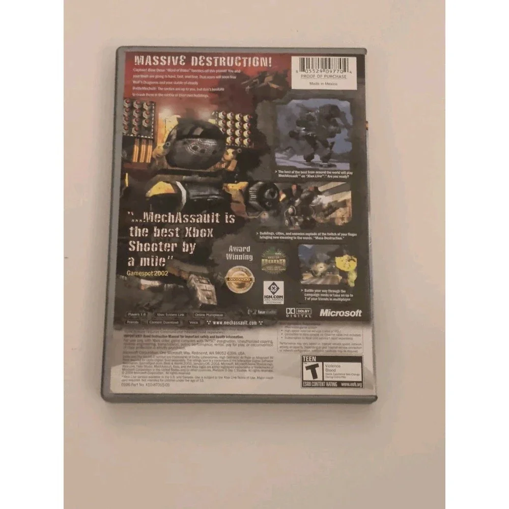 MechAssault (Microsoft Xbox, 2002) With Manual - Picture 4 of 4